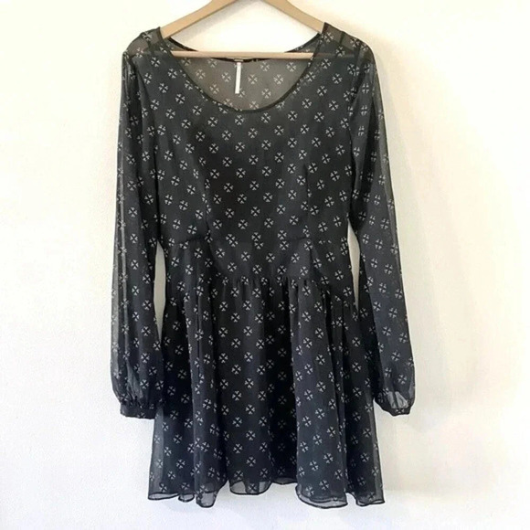 Free People Long Sleeve Chiffon Mini Dress - Picture 8 of 13